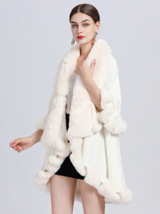 Kvinder Poncho Faux Fur Krave Cape Spring Overtøj