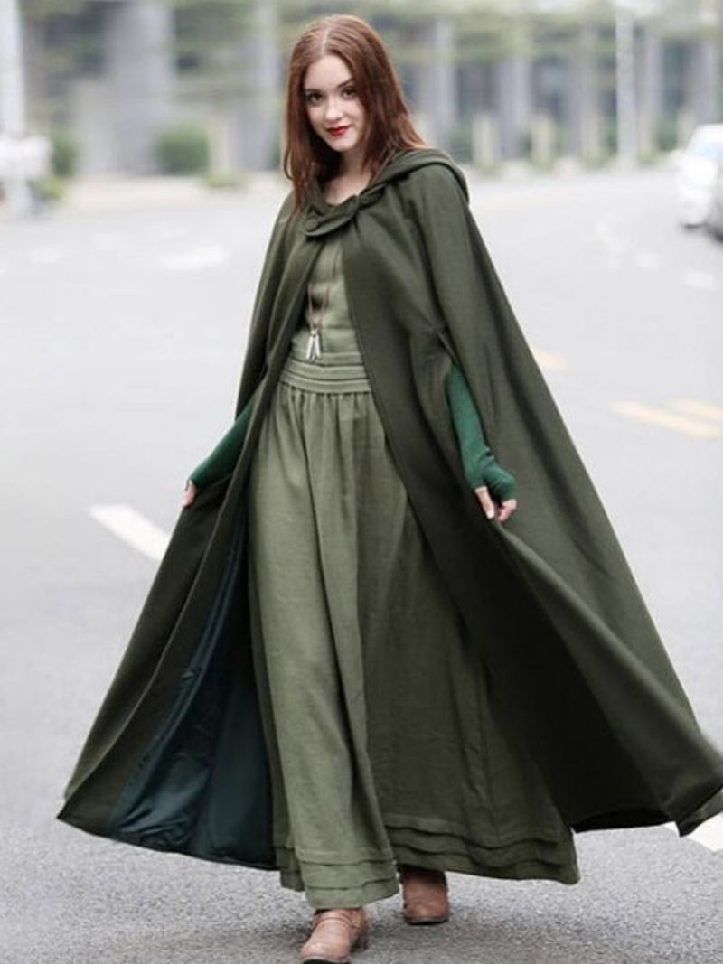 Kvinder Poncho Hooded Hunter Green Oversized Cape - Hunter Green