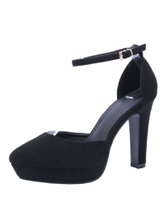 Kvinder Pumps Ankel Strap Mandel Toe Chunky Heel Chic Sort Hæle