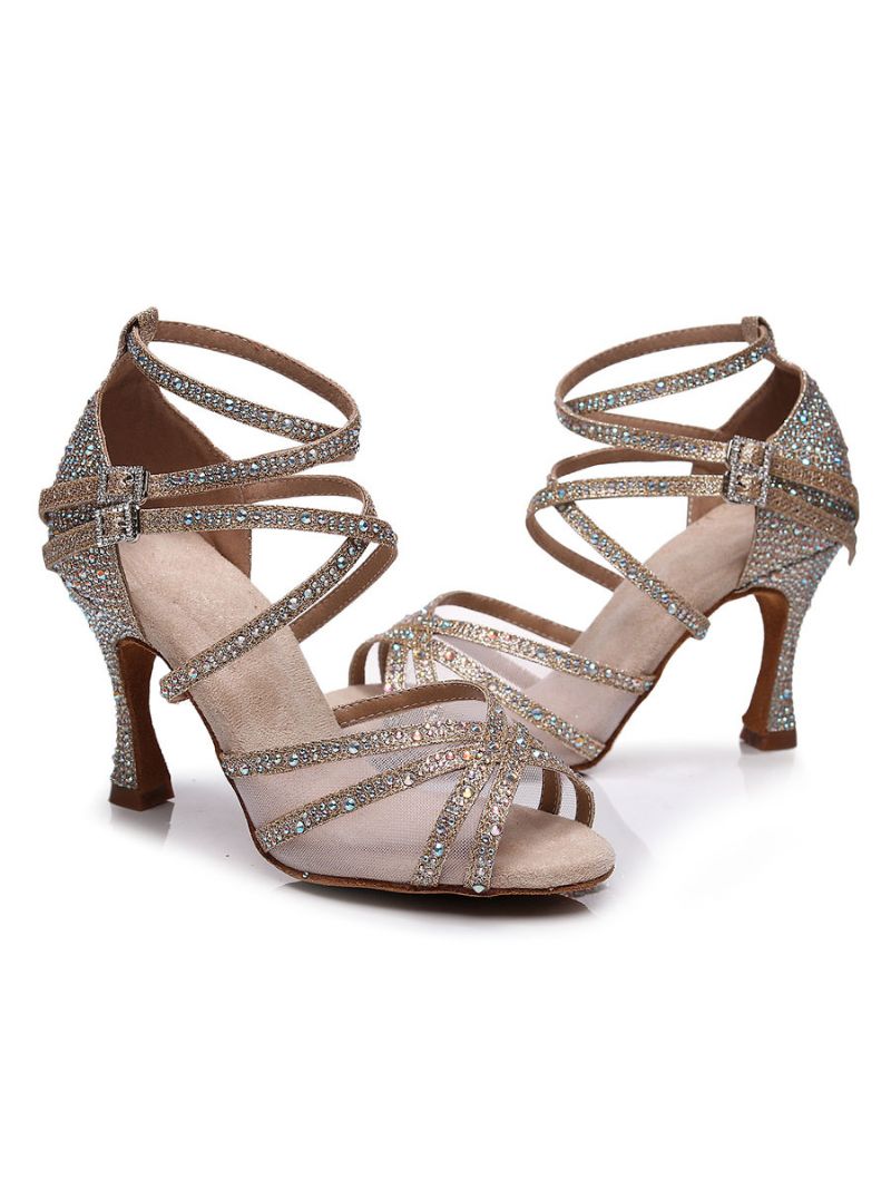 Kvinder Rhinestones Strappy Dance Sandaler - Guld