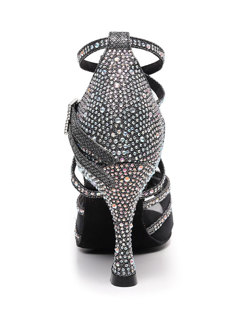 Kvinder Rhinestones Strappy Dance Sandaler - Sort