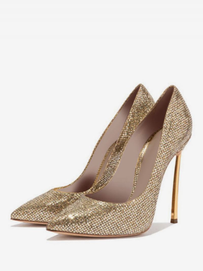 Kvinder Sparkly Gold Evening Pumps Prom Hæle