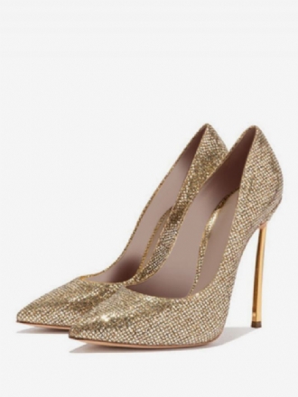 Kvinder Sparkly Gold Evening Pumps Prom Hæle