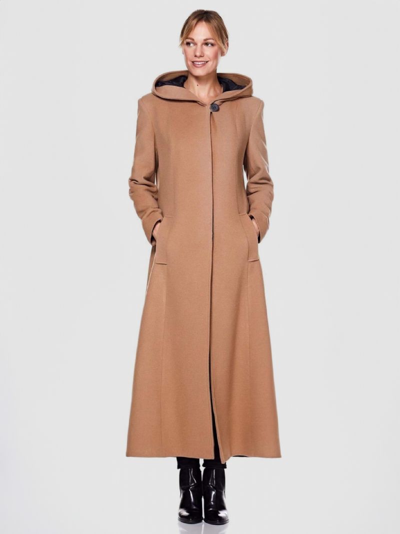 Kvinder Wrap Coat Hooded Warm Oversized Ulden Vinterovertøj