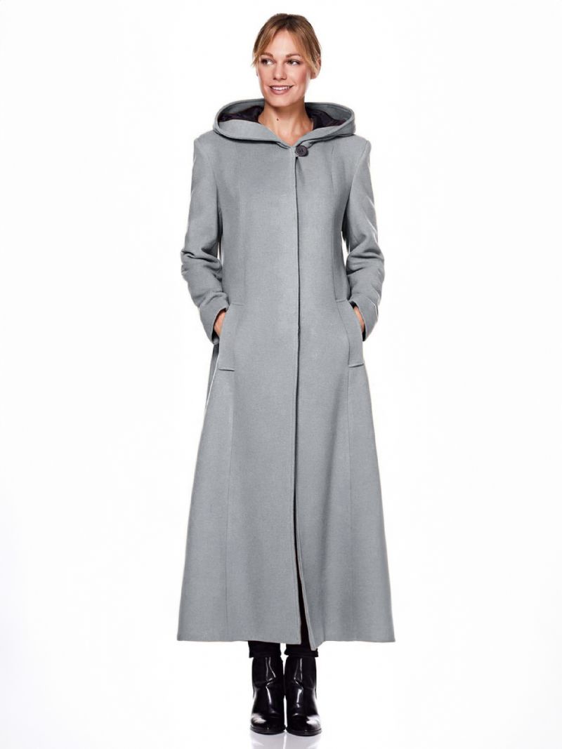 Kvinder Wrap Coat Hooded Warm Oversized Ulden Vinterovertøj - Grå