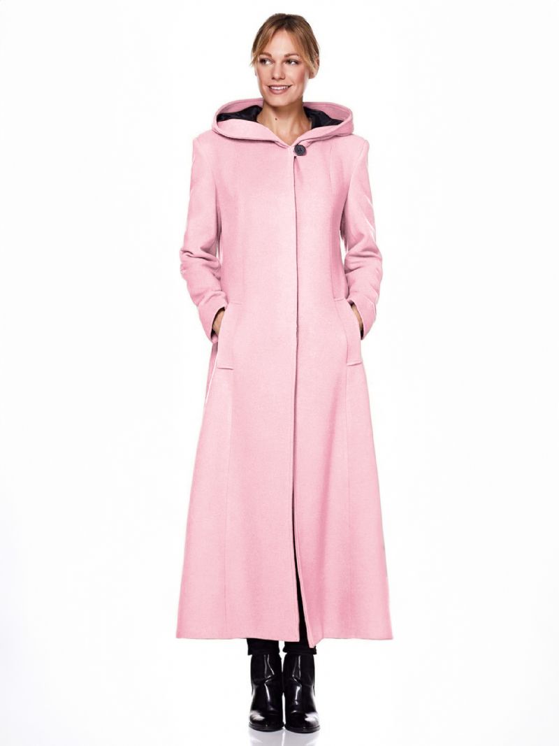 Kvinder Wrap Coat Hooded Warm Oversized Ulden Vinterovertøj - Pink