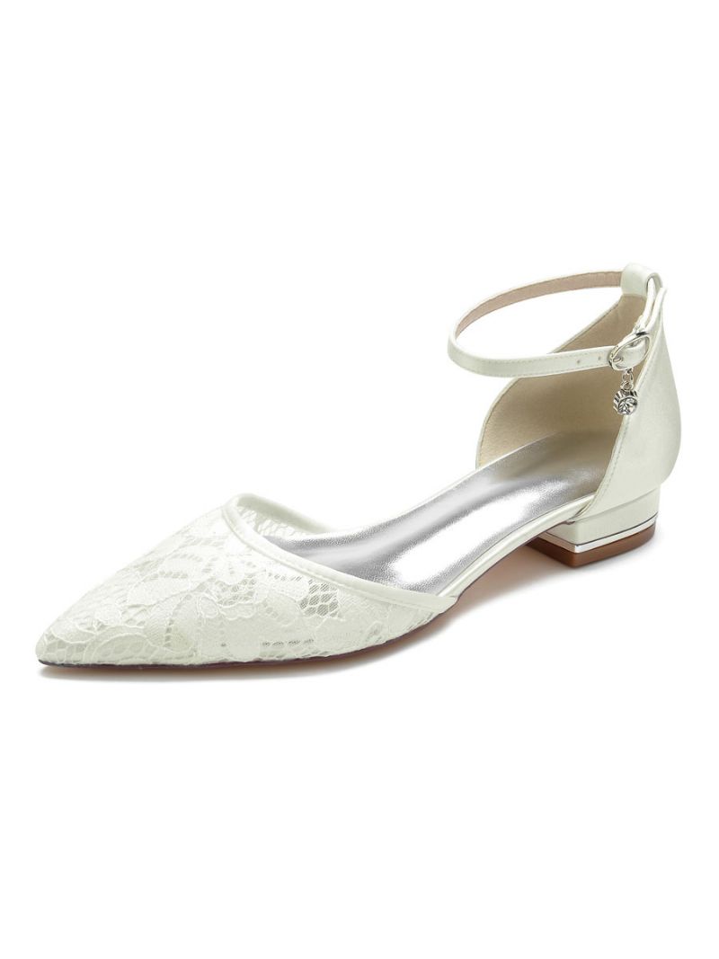 Kvinders Ankelrem Blonde Flats Brudesko - Elfenben