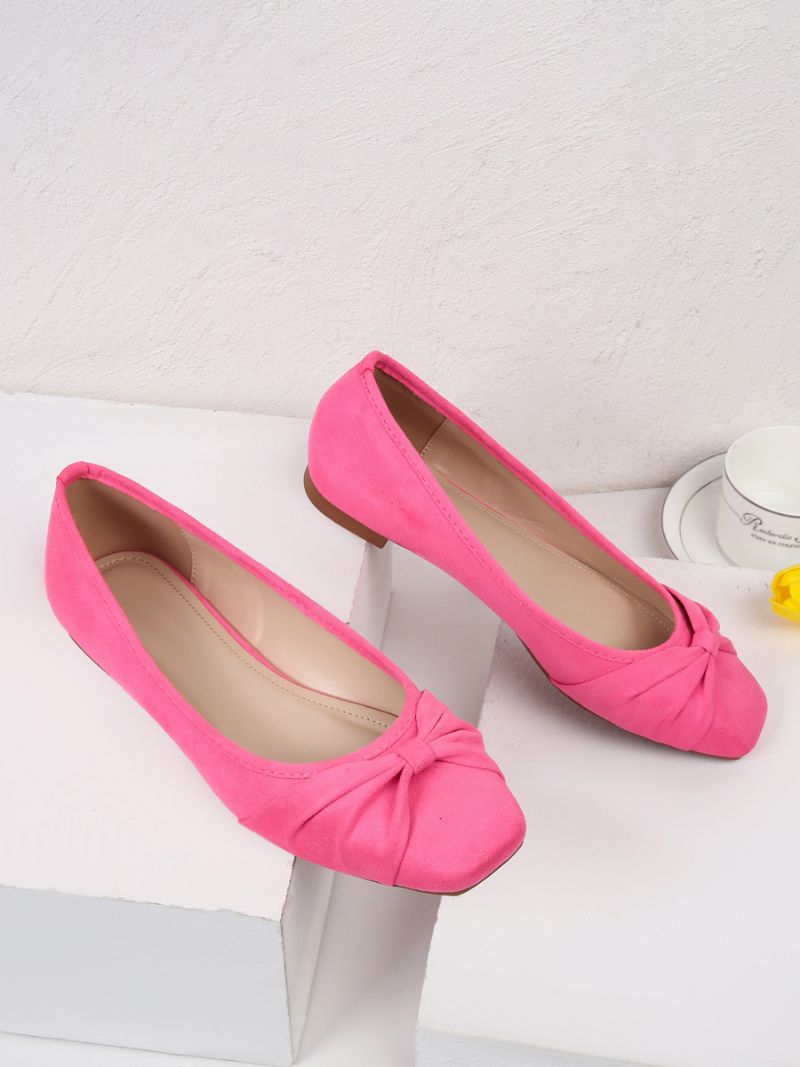 Kvinders Ballerina Flats Firkantede Toe Bues Elastisk Stof Ballet - Rose