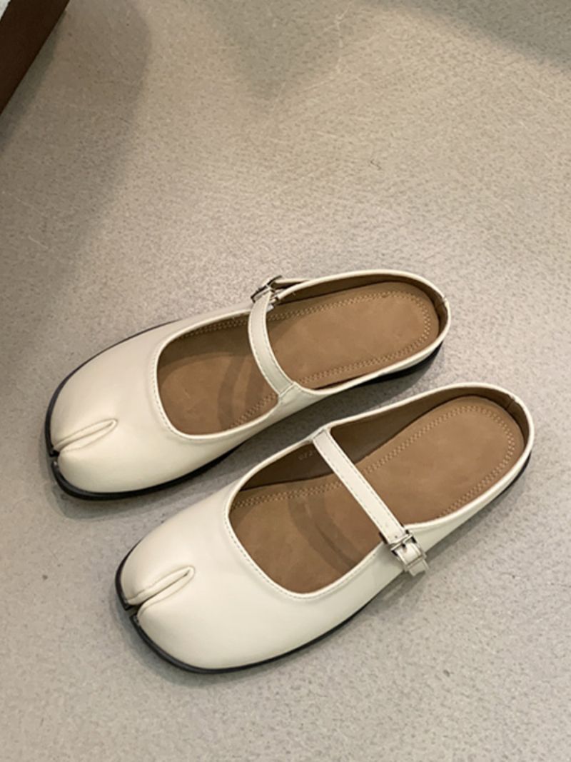 Kvinders Ballet Flats Black Fingers Design Slip On Flade Sko - Beige