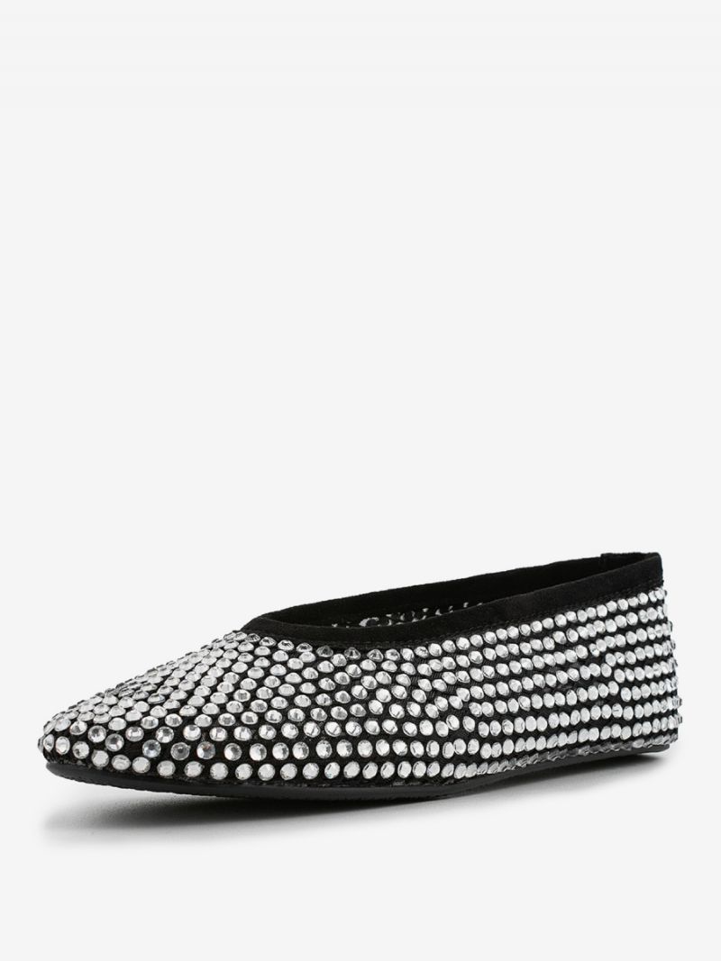 Kvinders Ballet Flats Spidstå Rhinestones Slip On Flat Pumps