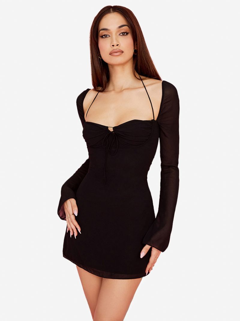 Kvinders Bodycon-kjoler Rygløs Grime Plisseret Foran Sexede Mini Pencil-kjoler - Sort