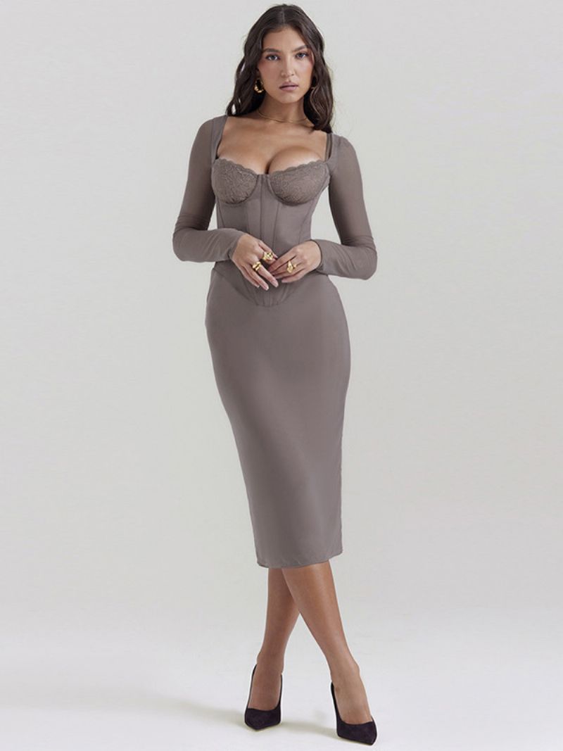 Kvinders Bodycon Kjoler Sweetheart Neck Rygløs Lav-slids Blyantkjole