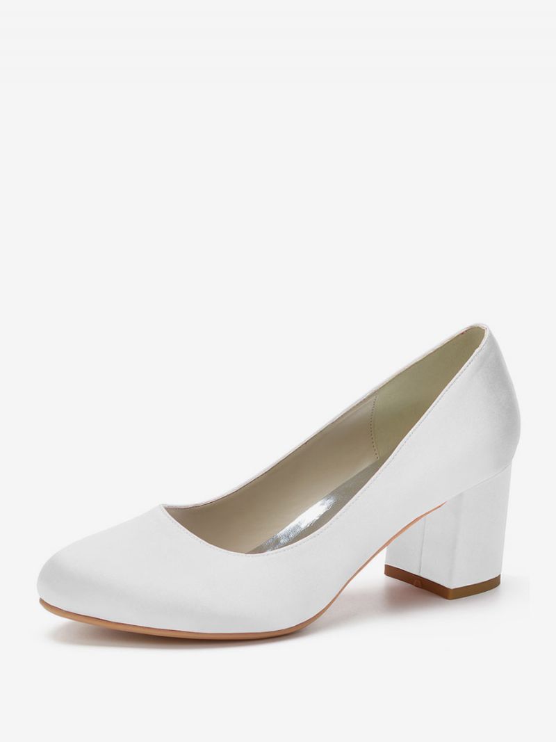 Kvinders Brude Pumps Block Heel Rund Toe