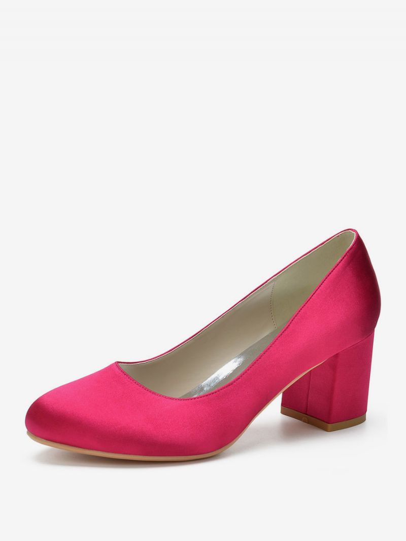 Kvinders Brude Pumps Block Heel Rund Toe - Rose