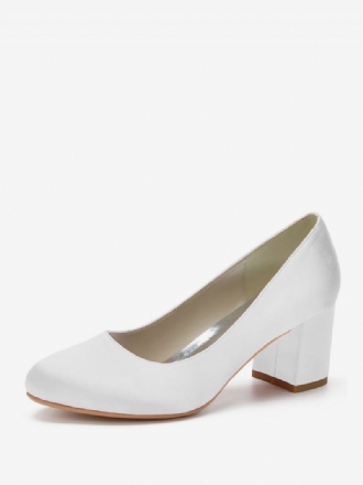 Kvinders Brude Pumps Block Heel Rund Toe