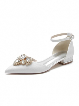 Kvinders Brudesko Rhinestones Ankelrem Flats