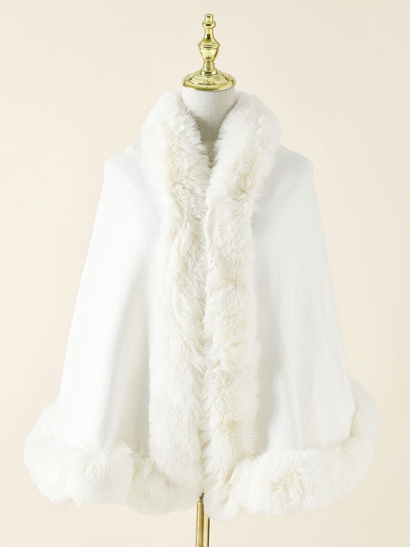 Kvinders Bryllup Cape Faux Fur Sjal Brude Vinter Ydertøj - Lys Lys Gul