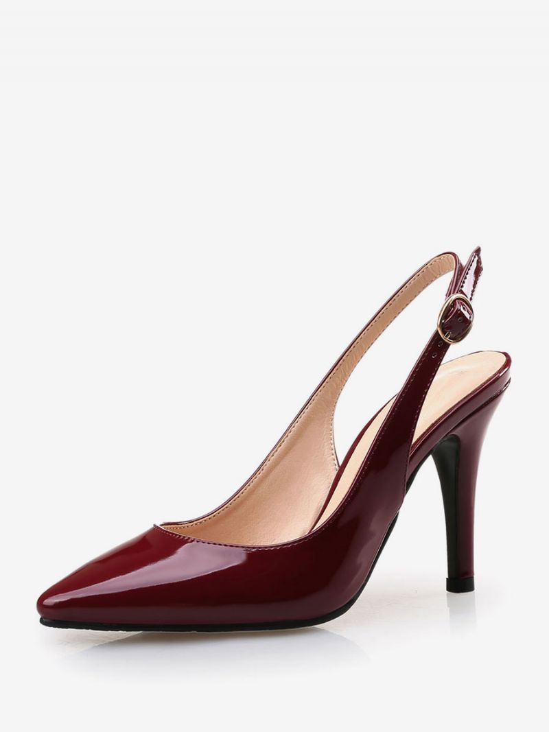 Kvinders Burgundy Slingback Pumps Laklæder Stilethælpumper