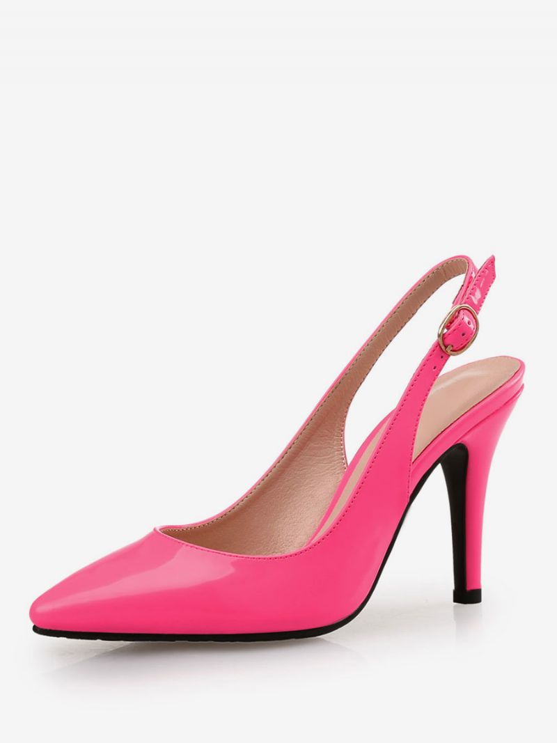 Kvinders Burgundy Slingback Pumps Laklæder Stilethælpumper - Fuchsia