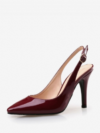 Kvinders Burgundy Slingback Pumps Laklæder Stilethælpumper