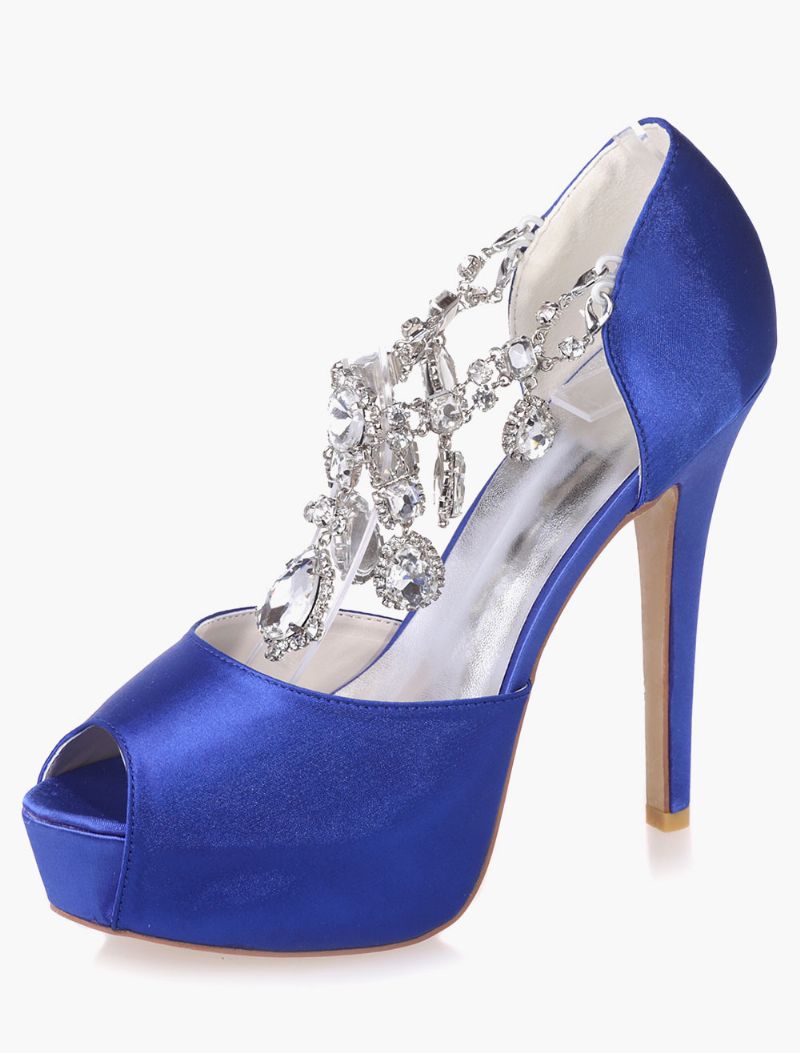 Kvinders Crystal Platform Peep Toe-hælede Brudepumper