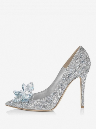 Kvinders Crystal Rhinestones Brude Pumps Aftenhæle