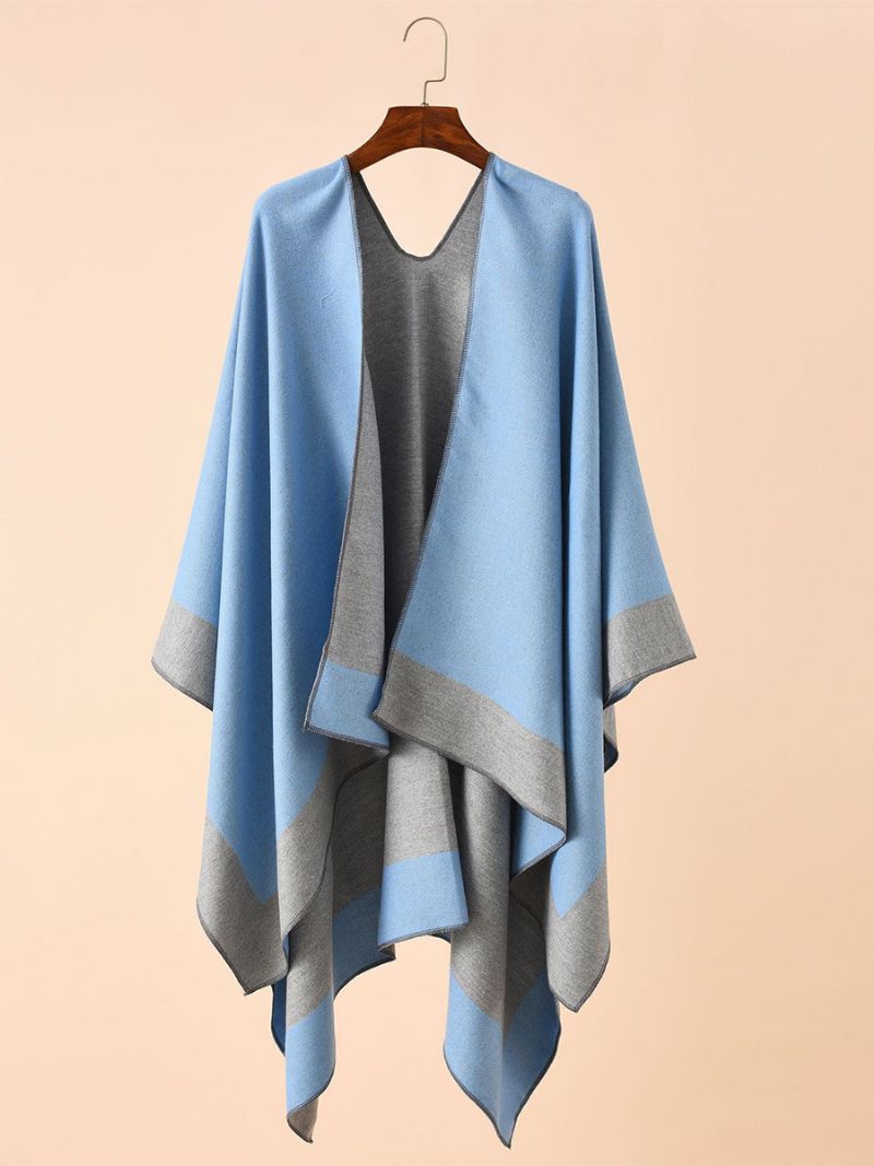 Kvinders Farveblok Poncho Daily Casual Cape