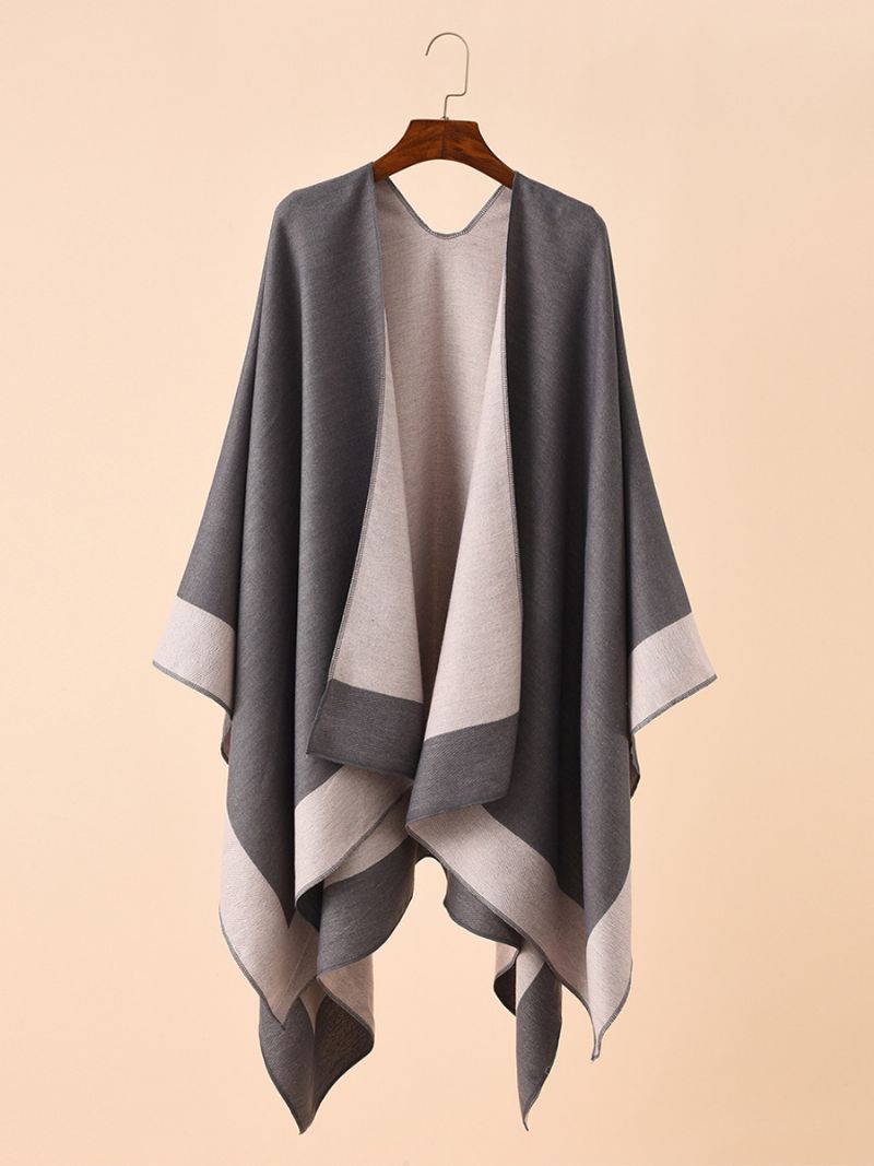 Kvinders Farveblok Poncho Daily Casual Cape - Lyserød