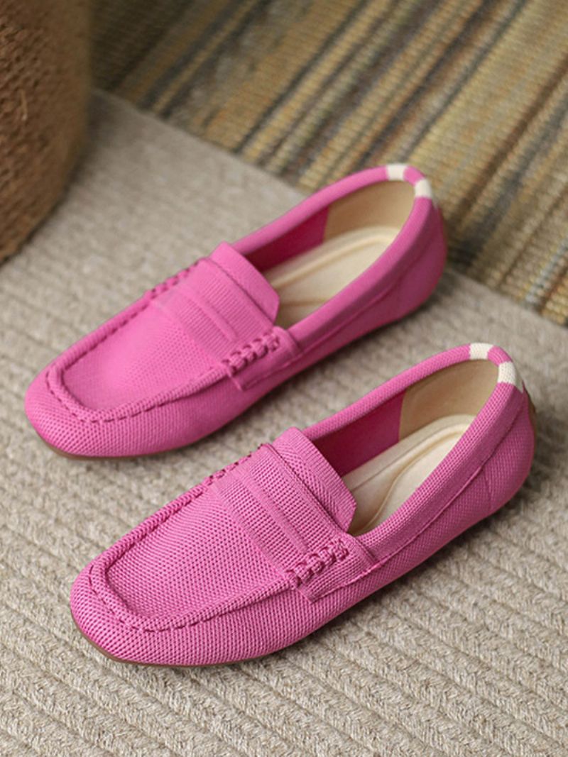 Kvinders Flade Loafers Runde Tå Slip On Casual Sko - Rose