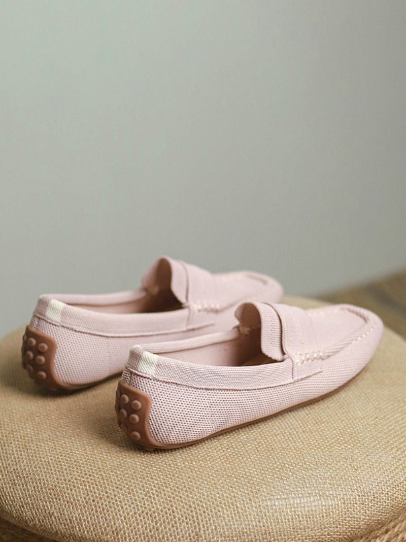 Kvinders Flade Loafers Runde Tå Slip On Casual Sko - Blød Pink