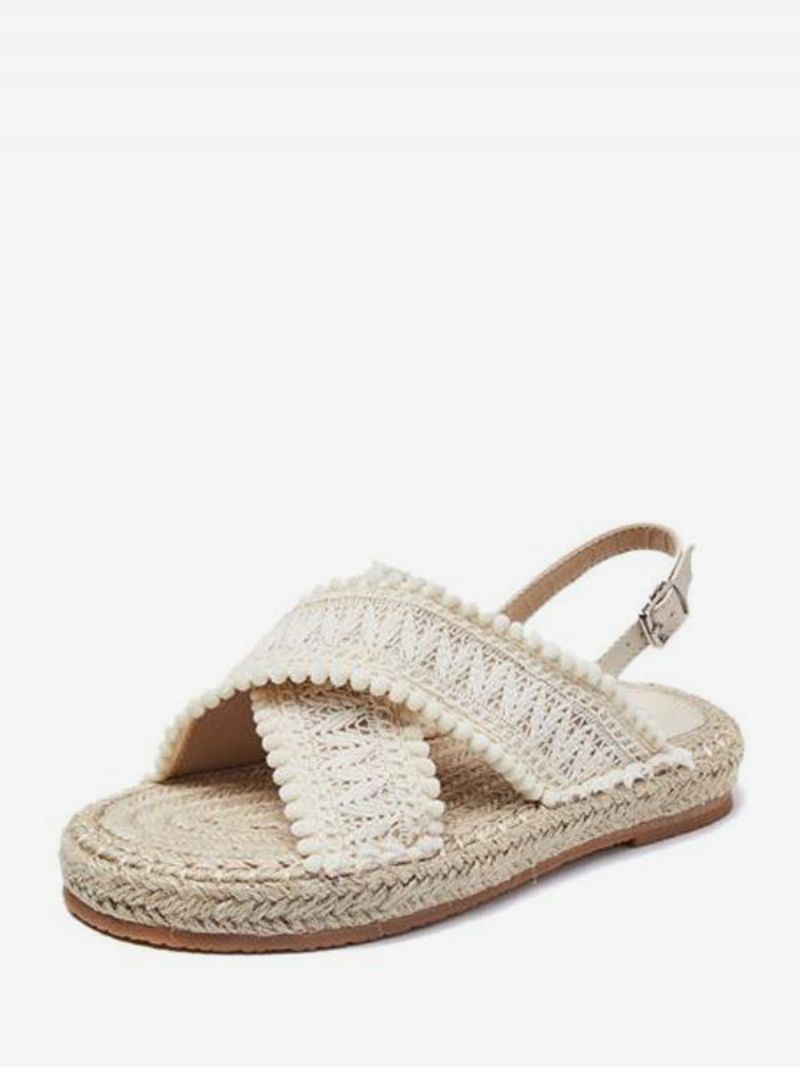 Kvinders Flade Sandaler Strandsandaler Rund Tå Snøre-sandaler Boho Bryllupssko