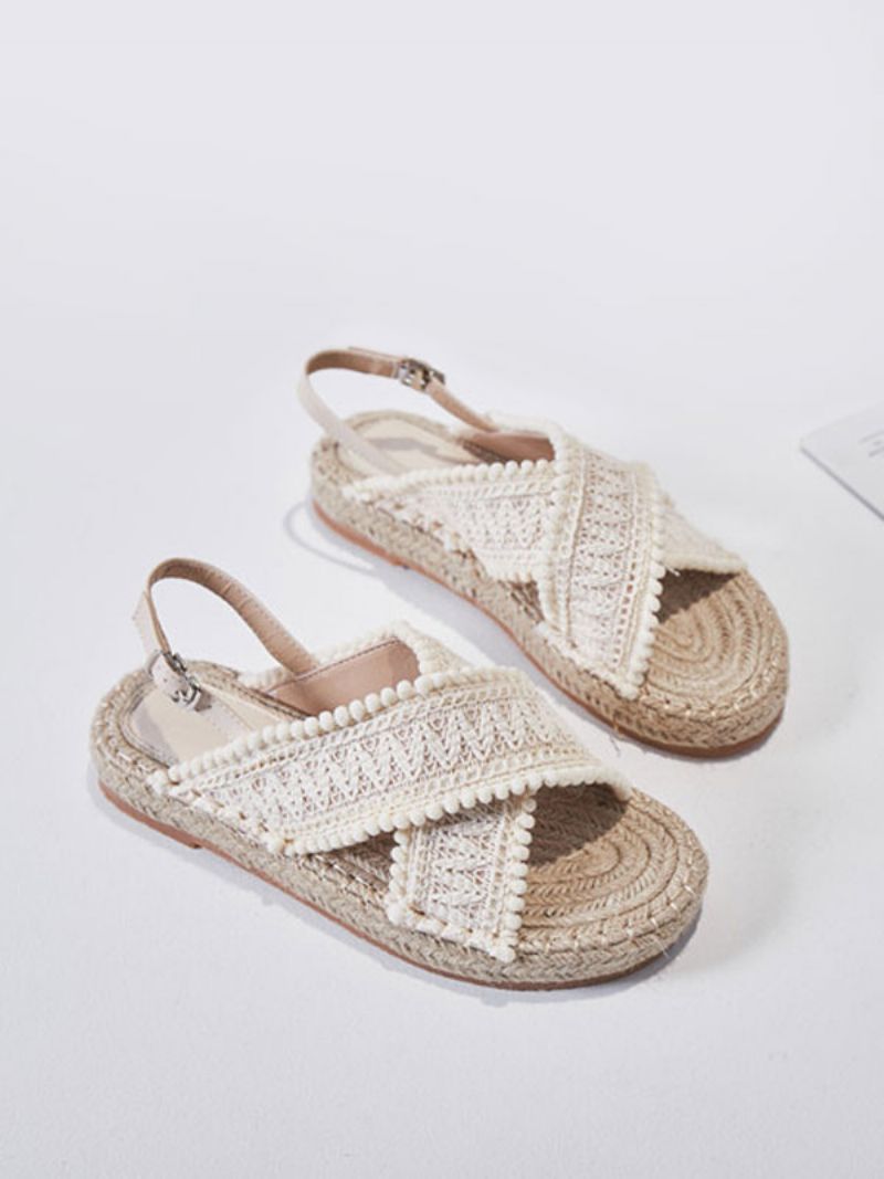 Kvinders Flade Sandaler Strandsandaler Rund Tå Snøre-sandaler Boho Bryllupssko - Lysegul