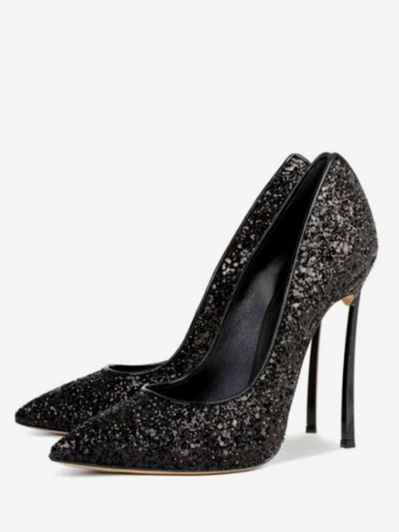 Kvinders Glitter Højhælede Pumps Evening Heels Prom Sko