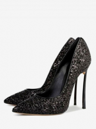 Kvinders Glitter Højhælede Pumps Evening Heels Prom Sko