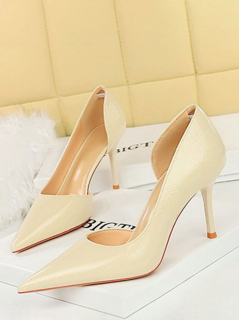 Kvinders Hæle Chic Pumps Spidstå Stilethæl Patent Pu-overdel - Beige