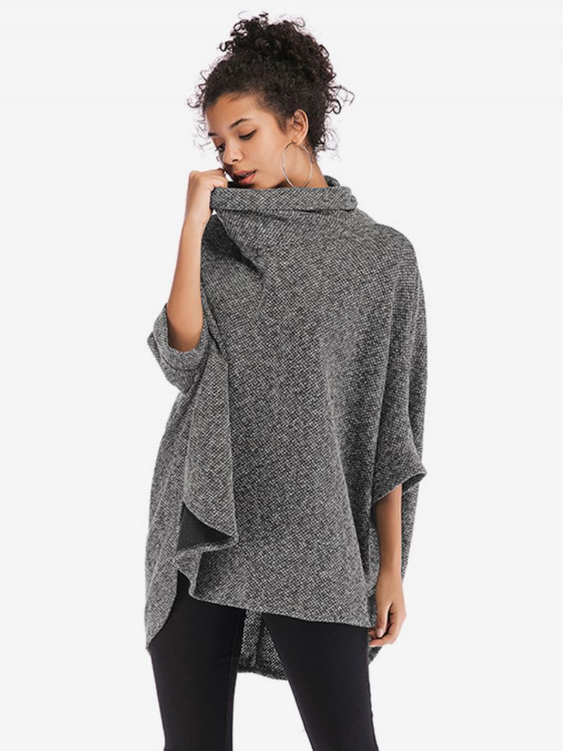 Kvinders Halværmer Cape Høj Krave Oversized Casual Elegant Poncho