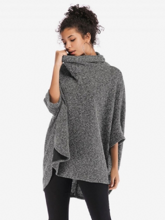 Kvinders Halværmer Cape Høj Krave Oversized Casual Elegant Poncho