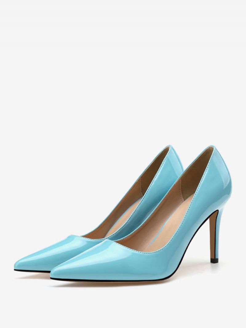 Kvinders Høje Hæle Low-tops Stiletto Heel Pumps Patent Pu Overdel - Aqua