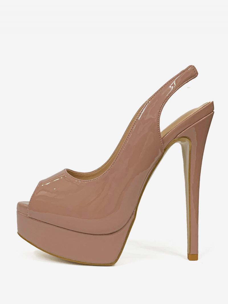 Kvinders Høje Hæle Peep Toe Platform Stiletto Heel Pumps - Camel