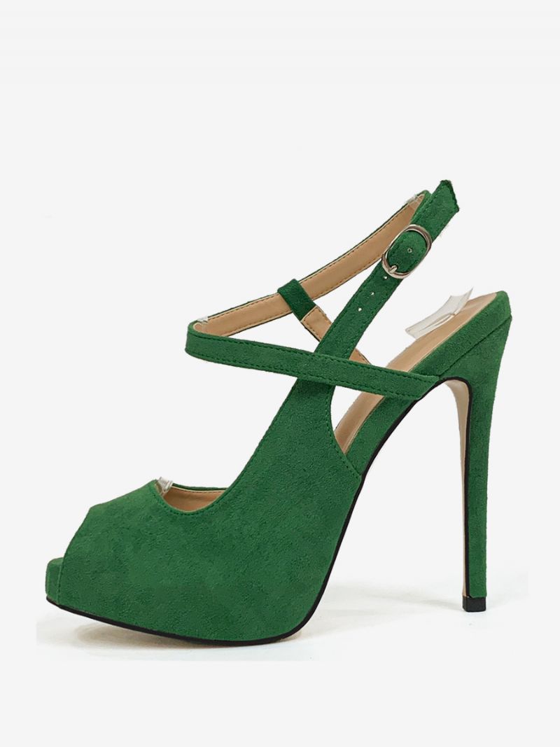 Kvinders Høje Hæle Peep Toe Stiletto Heel Slingback Pumps - Grøn