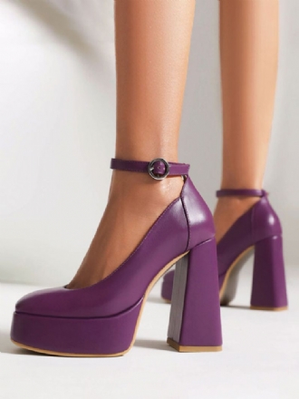 Kvinders Høje Hæle Platform Chunky Heel Ankel Strap Pumps