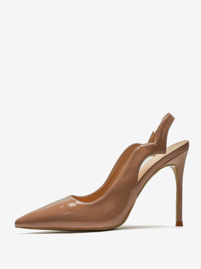 Kvinders Høje Hæle Plus Size Pointed Toe Slingback Pumps - Camel