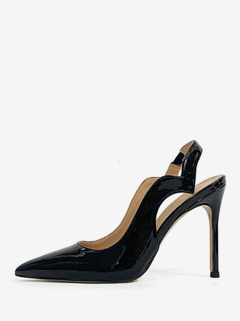 Kvinders Høje Hæle Plus Size Pointed Toe Slingback Pumps - Sort