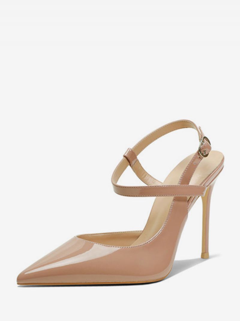 Kvinders Høje Hæle Sorte Spidse Sandaler Med Stilethæl Slingback Pumps - Gul / Rød