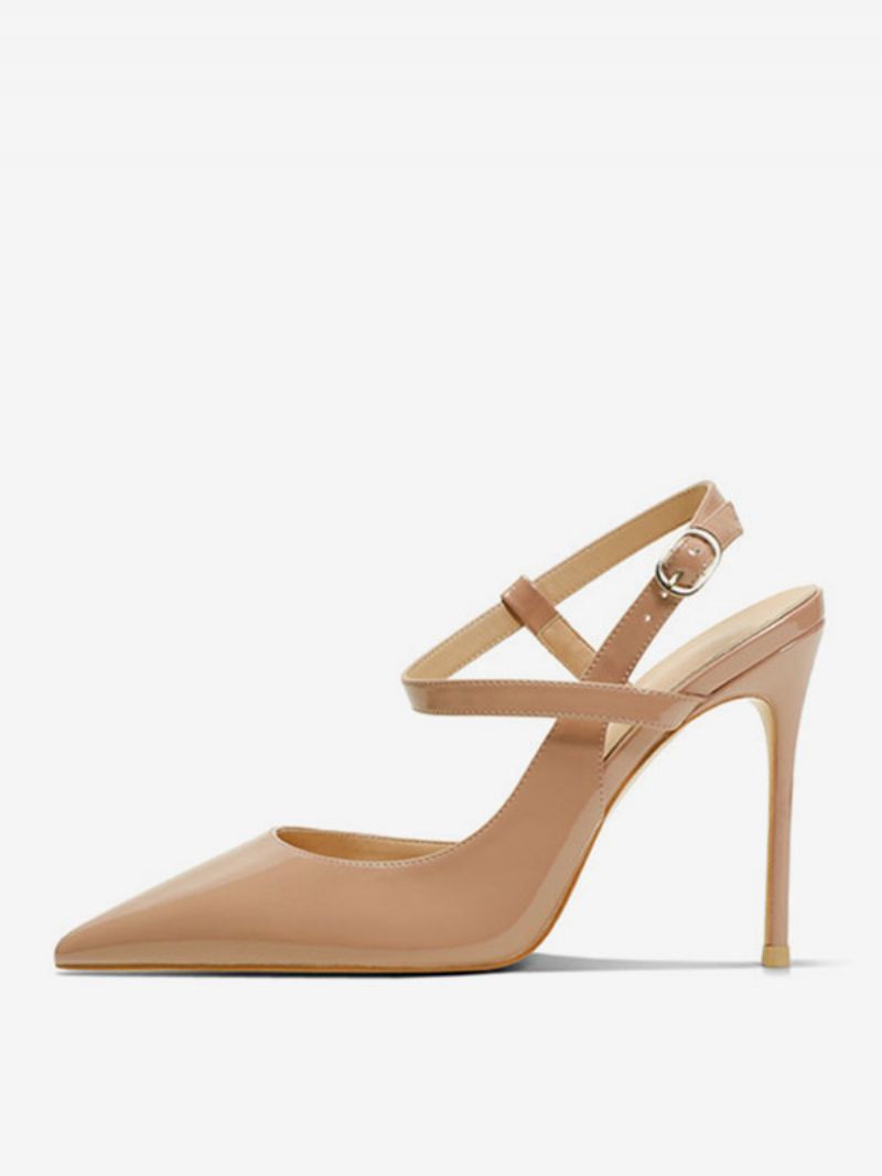 Kvinders Høje Hæle Sorte Spidse Sandaler Med Stilethæl Slingback Pumps - Gul / Rød