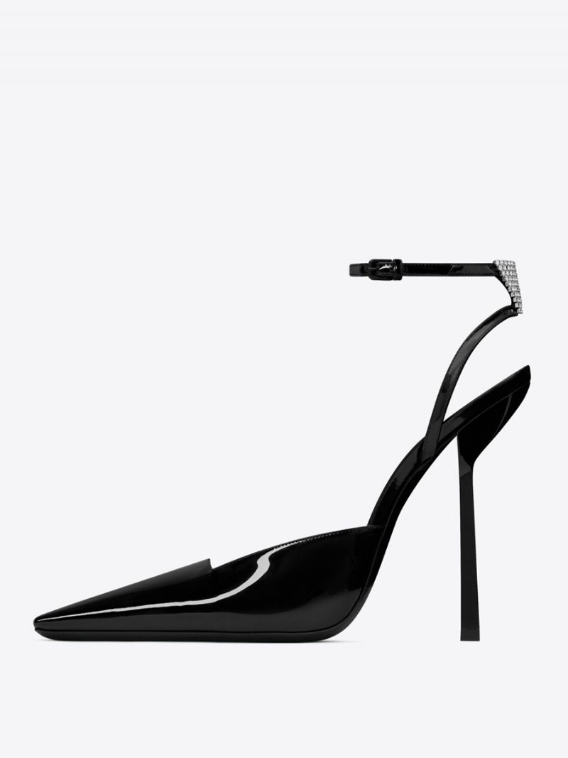 Kvinders Høje Hæle Square Toe Stiletto Heel Ankel Strap Pumps - Sort