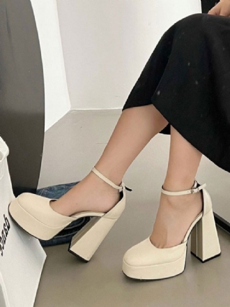 Kvinders Højhælede Platforme Chunky Heel Pumps Pu-læder