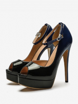 Kvinders Højhælede Platforme Peep Toe Ankel Strap Pumps