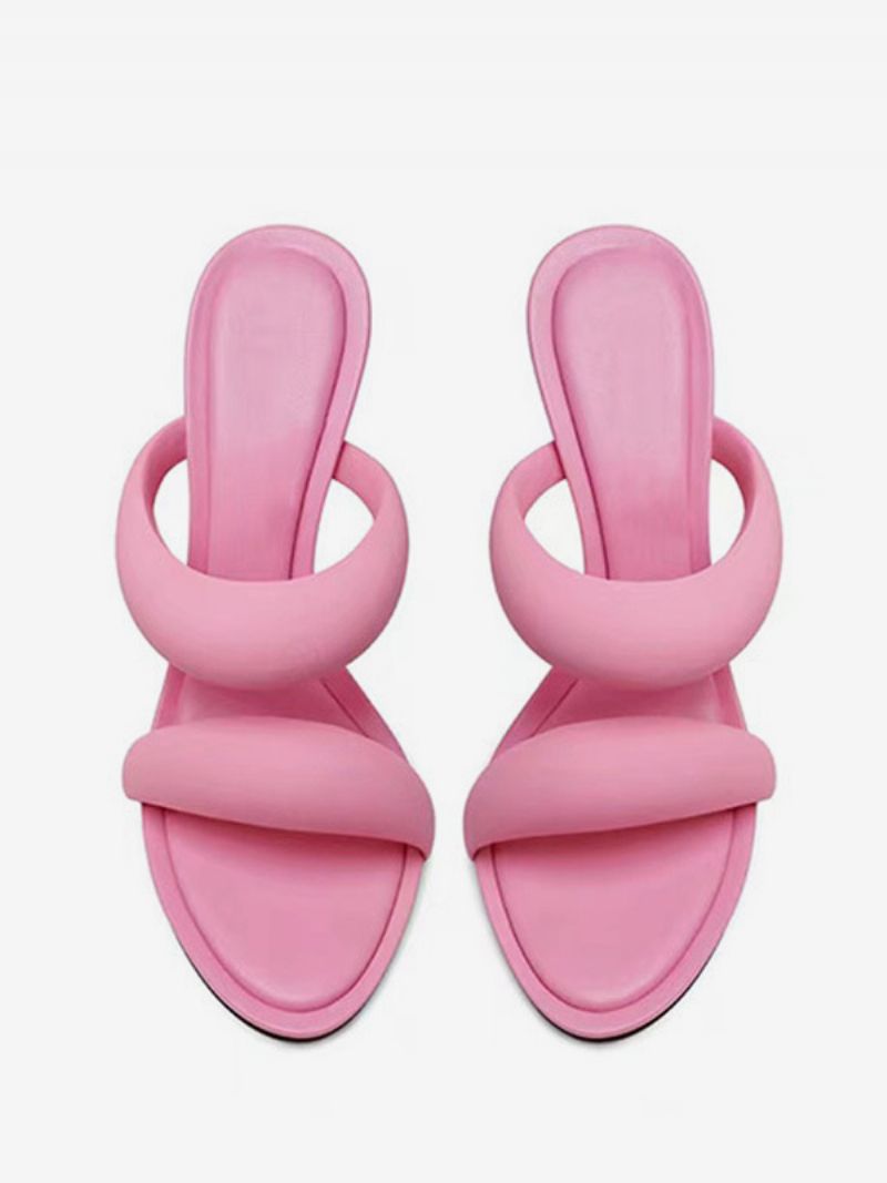 Kvinders Højhælede Sandaler Lyserød Åben Tå Stilethæl Strappy Glidesandaler - Pink