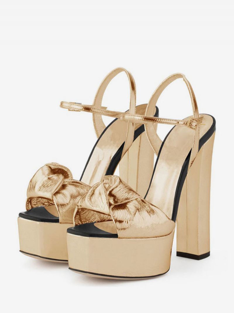 Kvinders Knotted Chunky Heel Platform Sandaler Prom Sko